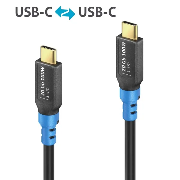 USB4 Gen2 USB-C auf USB-C Kabel, schwarz , 1.50m, Single Cable