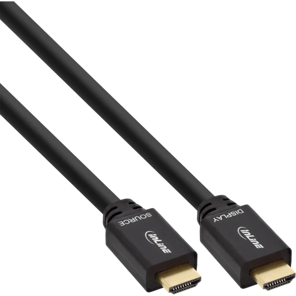 InLine® HDMI-High Speed Kabel mit Ethernet, ST / ST, aktiv, schwarz / gold, 30m