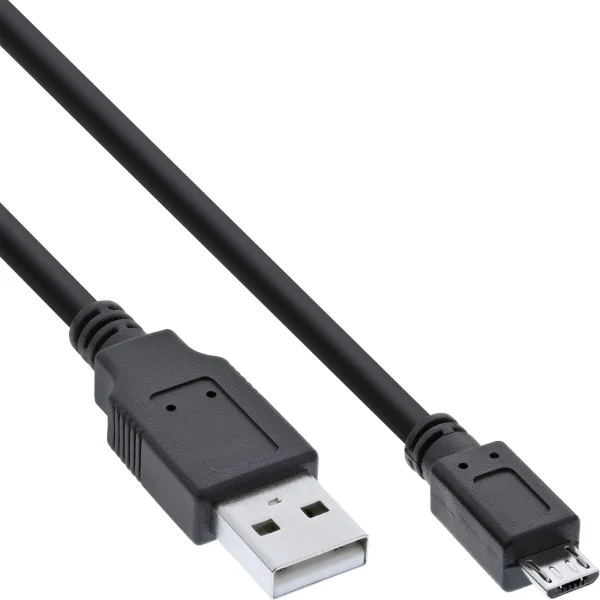 InLine® Micro-USB 2.0 Kabel, USB-A Stecker an Micro-B Stecker, schwarz, 0,5m