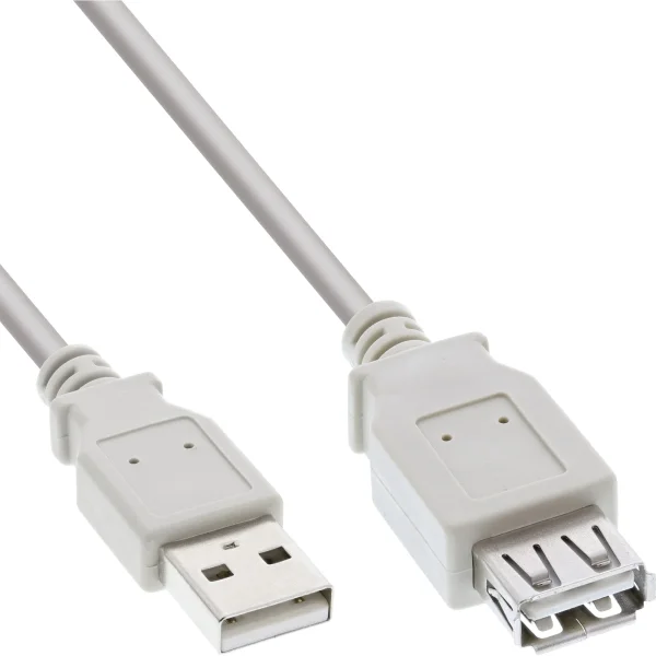 InLine® USB 2.0 Verlängerung, Stecker / Buchse, Typ A, beige/grau, 1,8m