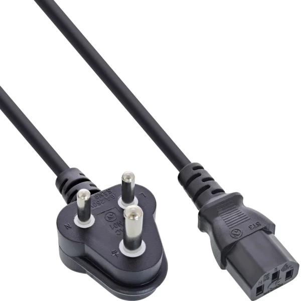 35er B-Pack InLine® Netzkabel, Netzstecker Südafrika / Kaltgeräte ST C13, 1,8m