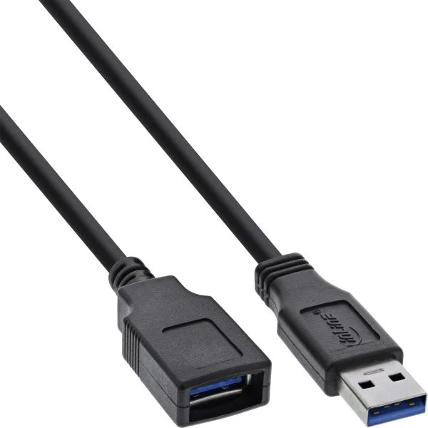 80er B-Pack InLine® USB 3.2 Kabel Verlängerung, A Stecker / Buchse, schwarz 1m