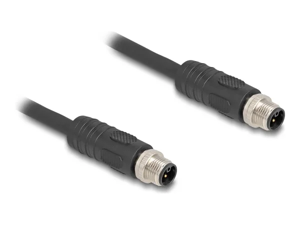 DELOCK M12 L-kodiert 4 Pin PUR 1m schw