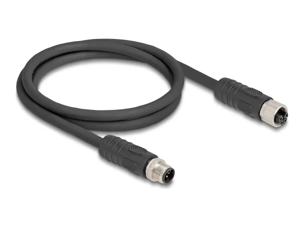 DELOCK M12 L-kodiert 4 Pin PUR 1m schw