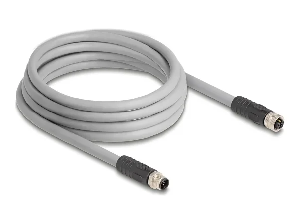DELOCK M12 L-kodiert 5 Pin PUR 3m grau