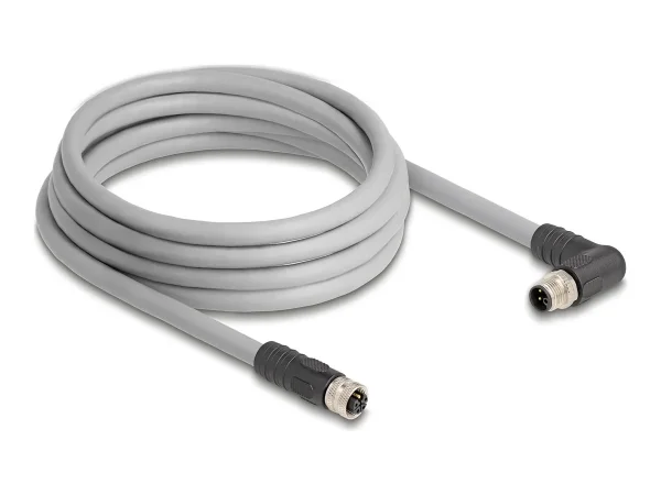 DELOCK M12 L-kodiert 5 Pin PUR 3m grau