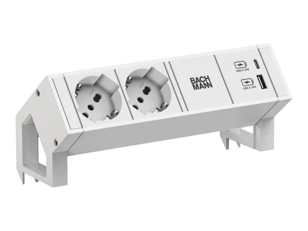 BACHMANN DESK2 white 2xCEE7/3 1xCM 1xUSB