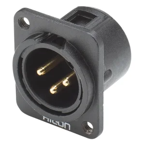 HICON XLR-3-pol Einbaustecker, Metall, sw