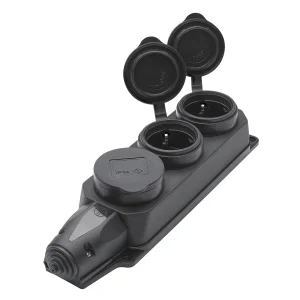 SCHUKO-3-fach Hängekupplung schwarz IP44