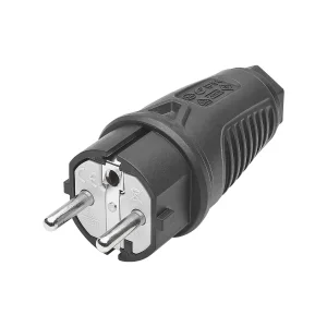 SCHUKO-Kabelstecker Gummi schwarz IP44
