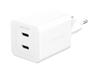 TURBO 45W CHARGER INCL. 2 X USB-C EU PLUG SILVER WHITE