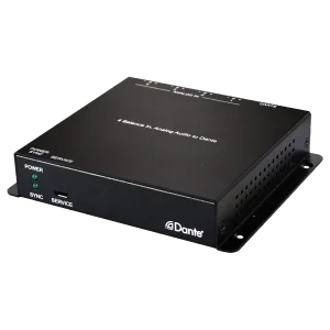 AIP-D4101- 4 Balanced In, Analog Audio to Dante; AIP-D1401- 4 Balanced Out, Dante to Analog Audio