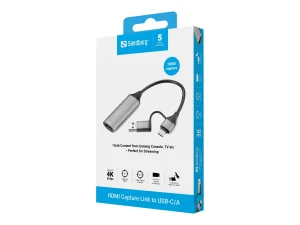 SANDBERG HDMI Capture Link to USB-C/A