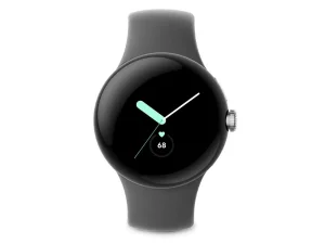 Google Pixel Watch polished silver stainless steel 41mm charcoal active band