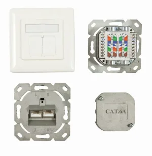 Dosen TP, UP, 2-fach, CAT6A, 500Mhz, Reinweiss, LSA, Synergy 21, senkrechter hinterer Kabeleingang