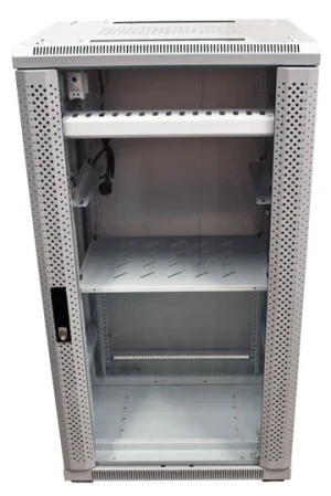 ALLNET 19" Schrank, 22HE, B600/T 600mm, Glastür, Lichtgrau, SNB-Serie,