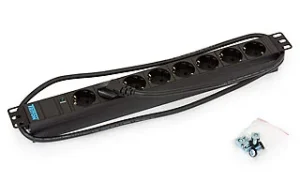 Triton 19" Schrank, zbh. Steckdosenleiste, 8xDosen(CEE7)->Stecker(CEE7), mit Kontrolllampe