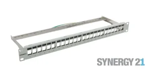 Patch Panel 24xTP, CAT6A, incl.Keystone Slim-line , 19", 1HE(t152mm), Lichtgrau, Synergy 21,