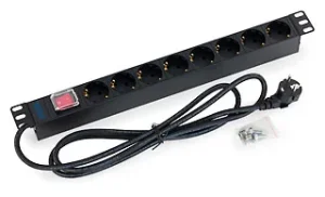 Triton 19" Schrank, zbh. Steckdosenleiste, 8xDosen(CEE7)->Stecker(CEE7), mit Kontrolllampe