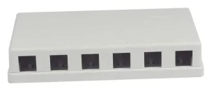 Patch Panel 6xTP, CAT6A, incl.Keystone Slim-line 20mm, Aufputz ABS, Weiss, Synergy 21,
