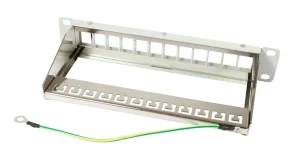 Patch Panel 12xTP, CAT6A, incl.Keystone Slim-line, 10", Lichtgrau, Synergy 21,