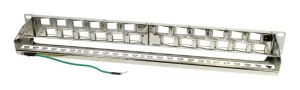 Patch Panel 24xTP, CAT6A, incl.Keystone Slim-line, 19", 1HE(t 96mm) 45Grad Schrägauslass, Lichtgrau, Synergy 21,