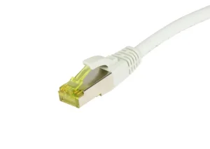 Patchkabel RJ45, CAT6A 500Mhz, 10m, weiss, S-STP(S/FTP), TPE/LSZH(Ultraflex), AWG26, mit CAT7 Rohkabel, Synergy 21