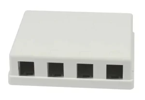 Patch Panel 4xTP-TP(Kupplung), CAT6A, incl.Keystone Slim-line 20mm, Aufputz ABS, Weiss, Synergy 21,