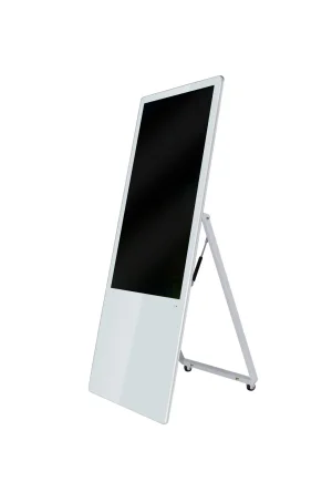 Allnet Standdisplay 43 Zoll Aufsteller mit Laufrollen, 700 Nits, HDMI, Farbe weiß