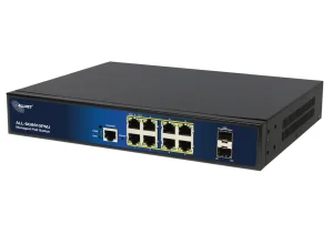 ALLNET Switch full managed Layer2+ 10 Port • 8x GbE • PoE Budget 130W • 8x PoE at • 2x SFP • 19" • Lüfterlos • JSON API • ALL-SG8610PMJ