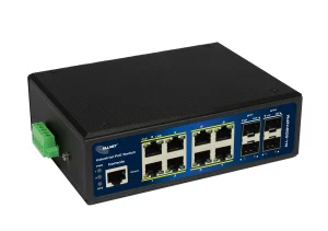 ALLNET Switch industrial full managed Layer2+ 12 Port GbE • PoE Budget 240W • 8x PoE at • 4x SFP • Lüfterlos • DIN • JSON API • ALL-SGI8112PMJ