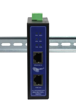 ALLNET PoE Injektor Industrial MultiGigabit • PoE BT mit Power-Booster (15,4W/30W/90W) • DIN • ALLNET PoE Injekt Metallgehäuse • ALL-PI2015MGPB-BT90