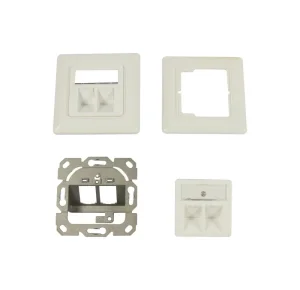 Dosen TP, UP,2-fach, CAT6A, Keystone Slim-line/Komponent getestet, Reinweiss, Synergy 21, Dosen TP, UP,2-fach, CAT6A, Keystone Slim-line mit Kabelklemme, Reinweiss, Synergy 21,