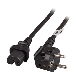 Netzkabel 230V Schutzkontakt CEE7(Stecker)->Warmgeräte IEC-C15(Buchse), 2m, Black