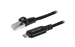 Kabel USB, C(St) => RJ45(St)_Netzwerkkarte, 2,0m, USB3.2 Type-C, schwarz(Textil), Synergy 21,