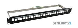 Patch Panel 24xTP, CAT6A, incl.Keystone Slim-line/Komponent getestet, 19", 1HE(t152mm), Schwarz, Synergy 21,