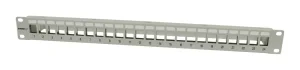 Patch Panel 24xTP, CAT6A, incl.Keystone Slim-line mit Kabelklemme, 19", 1HE(t 94mm), Lichtgrau, Synergy 21,