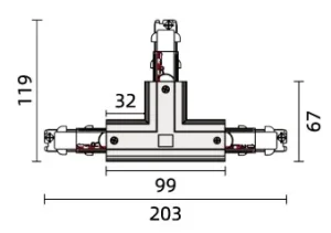 Powergear 3PH T Verbinder DALI 3, LINKS 1 ZU LINKS 2 UMSCHALTBAR, Weiß