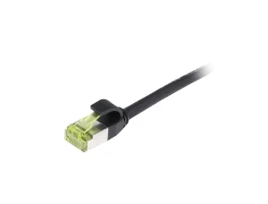 Patchkabel RJ45, CAT6A 500Mhz, 0.25m, schwarz, S-STP(S/FTP), slimline rund d=4,5mm, TPE/LSZH(Superflex), AWG28, mit CAT7 Rohkabel, Synergy 21