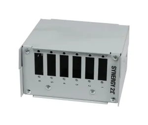 LWL-Patchpanel für Hutschiene(DIN), 6xSC-Duplex/LC-Quad-Buchsen, ohne Kupplungen, Lichtgrau, Synergy 21,