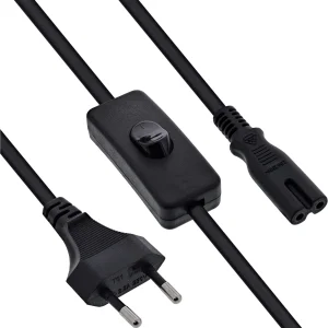 InLine® Euro Netzkabel mit Schalter, CEE7/16 zu IEC-C7, schwarz, 1m