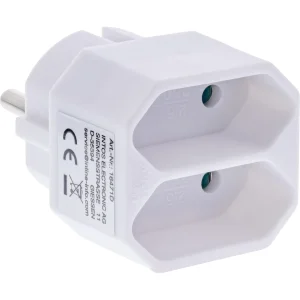 InLine® Steckdosenadapter, Schutzkontakt Stecker an 2x Eurobuchse, weiß