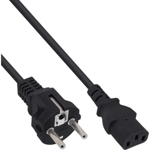InLine® Netzkabel, Schutzkontakt gerade auf Kaltgerätestecker C13, 0,5m, schwarz