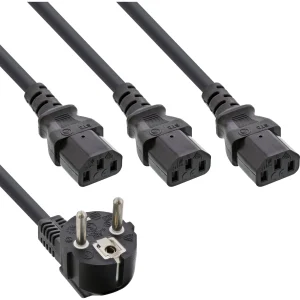InLine® Netz-Y-Kabel, 1x Schutzkontaktstecker zu 3x Kaltgerätestecker, 1m