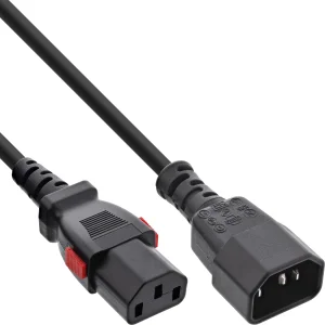 InLine® Kaltgeräteverlängerung, C13 verriegelbar auf C14, schwarz, 3m