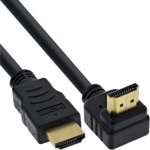 InLine® HDMI HS Kabel, gewinkelt, mit Eth., ST / ST, verg. Kont., schwarz, 0,3m