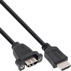 InLine® HDMI 4K60Hz Adapterkabel zum Einbau, HDMI A Stecker/Buchse, 0,6m