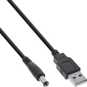 InLine® USB DC Stromadapterkabel, USB A St zu DC 5,5x2,10mm Hohlstecker, 1m