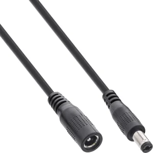 InLine® Verlängerungskabel, DC Stecker 5,5x2,1mm, schwarz, 0,5m