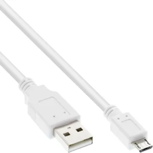 InLine® Micro-USB 2.0 Kabel, USB-A Stecker an Micro-B Stecker, weiß, 2m